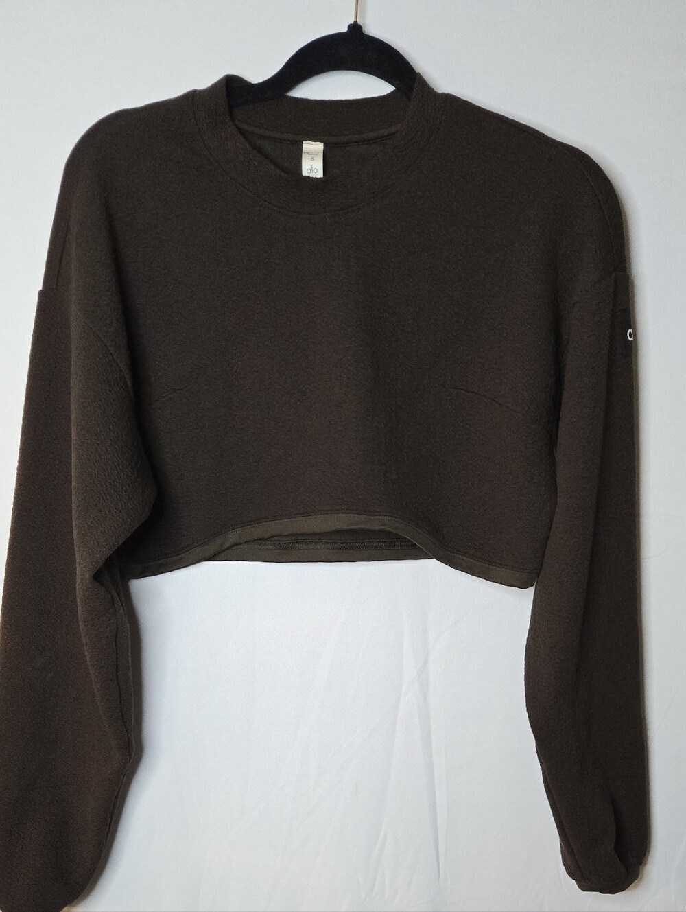 Alo Yoga Cropped Chocolate Brown Crewneck Sweatshirt Womens Small
